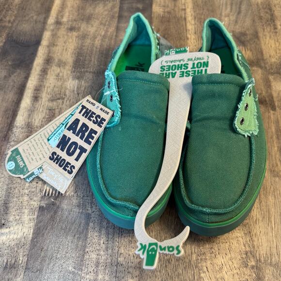 Sanuk Scurvy Boat Shoe Sandal Slip On Beach Surfer Green Men’s 13 US 47 EU - Picture 3 of 10